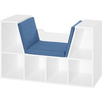 HOMCOM Bücherregal Bank 2-in-1 Design Contemporain 6 Fächer 3 Kissen 102L x 30B x 61H cm Weiß Blau   Aosom von HOMCOM