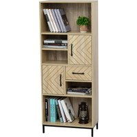 HOMCOM Bücherregal Highboard 2 Regale 3 Fächer 2 Schränke + Schublade aus Holz in Hell Eiche Grafischem Muster Schwarzen Metallbeinen Aosom HOMCOM Bücherregal Highboard 2 Regale 3 Fächer 2 Schränke + Schublade aus Holz in Hell Eiche Grafischem Muster Schwarzen Metallbeinen Aosom von HOMCOM
