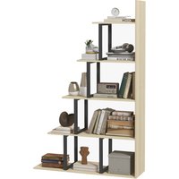 HOMCOM Bücherregal Raumteiler Industriestil in Treppenform 5 Regale 102 x 30 x 160 cm Eiche   Aosom von HOMCOM