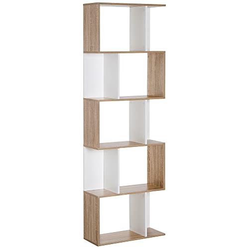 HOMCOM Bücherregal S-förmig Ausstellungsregal Standregal Büroregal 5-stöckiger moderner Raumteiler Spanplatte Weiß 60 x 24 x 184,5 cm HOMCOM Bücherregal S-förmig Ausstellungsregal Standregal Büroregal 5-stöckiger moderner Raumteiler Spanplatte Weiß 60 x 24 x 184,5 cm von HOMCOM