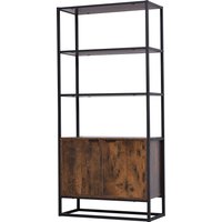 HOMCOM Bücherregal Standregal Büroregal Aktenregal Küchenregal 3 Regale mit 1 Schrank Industrie-Design E1 Spanplatte Metallrahmen 76 x 33 x 162,5 cm   Aosom von HOMCOM