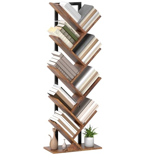 HOMCOM Bücherregal Standregal mit 9 Ebenen Schmal Regal im Baumform Aufbewahrungsregal Würfelregal Bücherschrank Eckregal Büroregal Raumteiler für Wohnzimmer, Schlafzimmer, Büro, Rustikal Braun HOMCOM Bücherregal Standregal mit 9 Ebenen Schmal Regal im Baumform Aufbewahrungsregal Würfelregal Bücherschrank Eckregal Büroregal Raumteiler für Wohnzimmer, Schlafzimmer, Büro, Rustikal Braun von HOMCOM