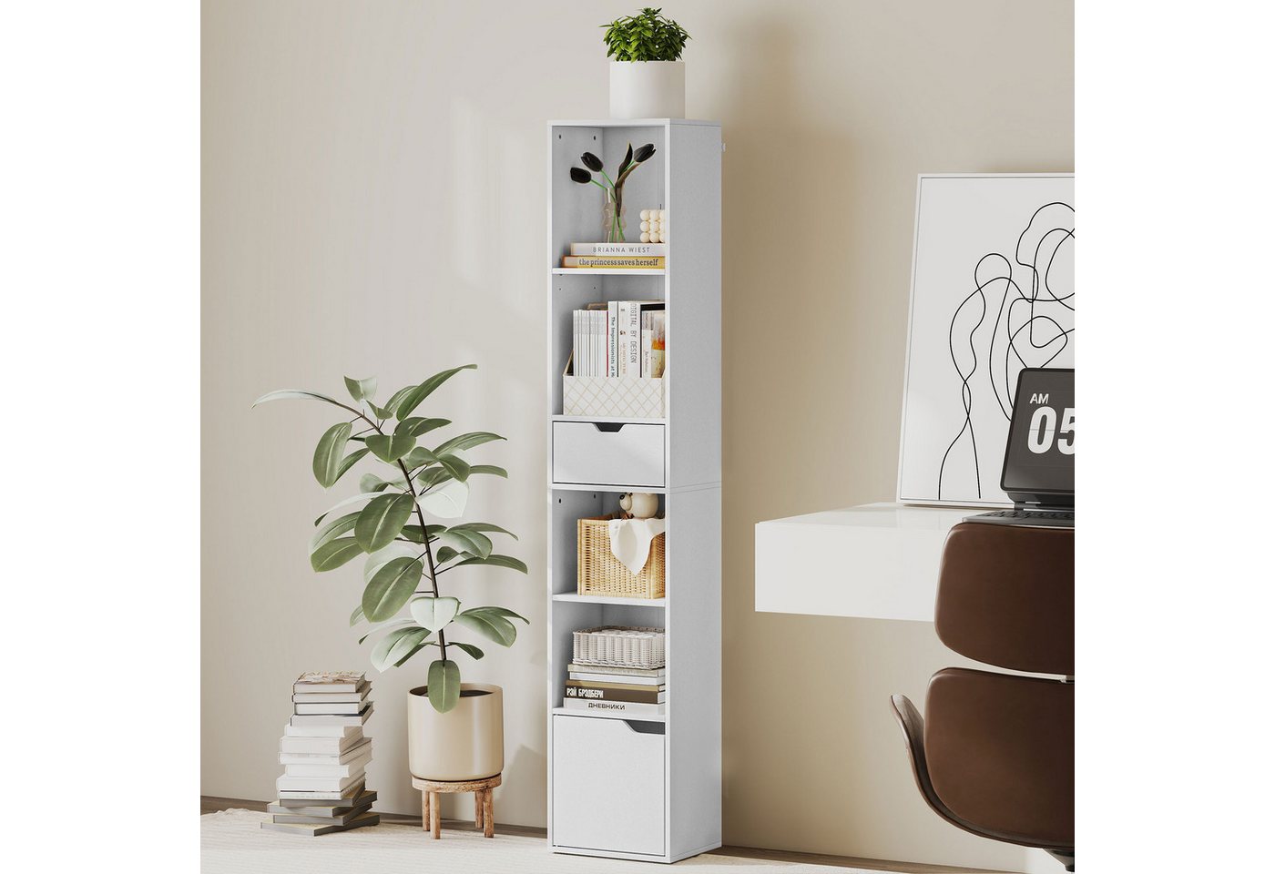 HOMCOM Bücherregal anpassbares Regal, Standregale 1-tlg., für Wohnzimmer, Büro, Weiß HOMCOM Bücherregal anpassbares Regal, Standregale 1-tlg., für Wohnzimmer, Büro, Weiß von HOMCOM