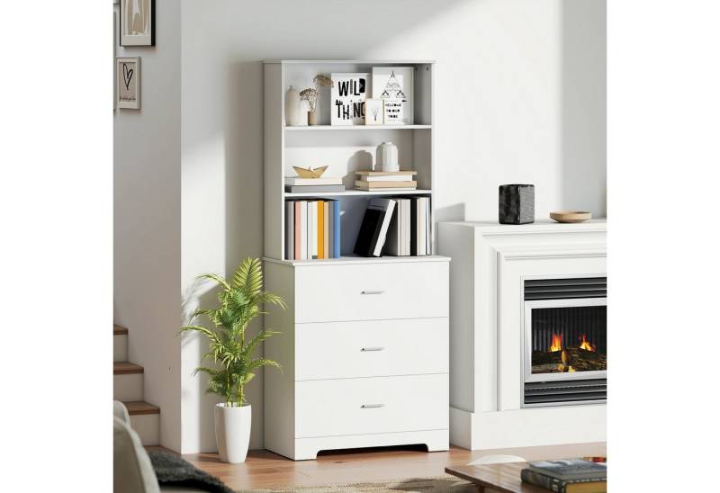 HOMCOM Bücherregal mit 3 Schubladen, 3 offenen Regalen, Bücherschrank 180 cm 1-tlg., für Wohnzimmer, Büro, Weiß HOMCOM Bücherregal mit 3 Schubladen, 3 offenen Regalen, Bücherschrank 180 cm 1-tlg., für Wohnzimmer, Büro, Weiß von HOMCOM