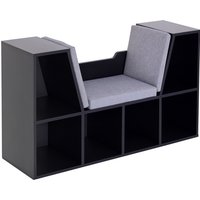 HOMCOM Bücherregal mit Sitzhocker Sitzbank Sitzbänke & -truhen mit 6 Stauräumen für Aufbewahrung Sitzbar mit Kissen Spanplatte Schaumstoff Leinen    Aosom von HOMCOM