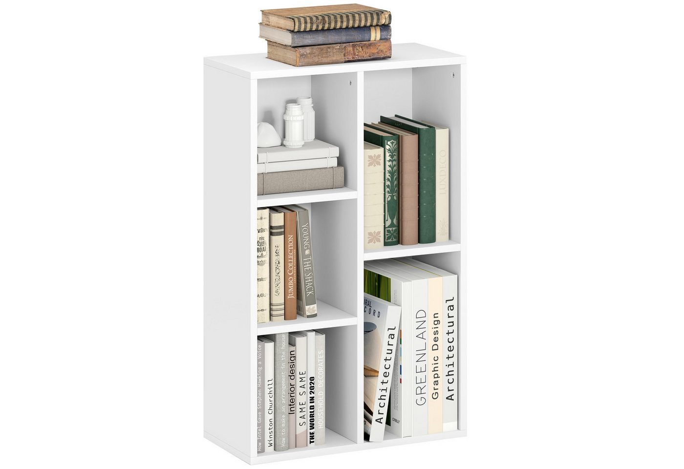 HOMCOM Bücherregal modernes Standregal mit 5 offenen Ablagefächern, freistehendes Ausstellungsregal 1-tlg., 50 x 24 x 80 cm, Weiß HOMCOM Bücherregal modernes Standregal mit 5 offenen Ablagefächern, freistehendes Ausstellungsregal 1-tlg., 50 x 24 x 80 cm, Weiß von HOMCOM