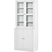 HOMCOM Bücherschrank 178,5 cm Hochschrank Vitrinenschrank mit Glastür 6 Fächern Küchenschrank für Wohnzimmer Küche Weiß von HOMCOM