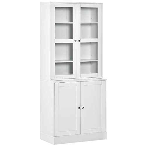 HOMCOM Bücherschrank 178,5 cm Hochschrank Vitrinenschrank mit Glastür 6 Fächern Küchenschrank für Wohnzimmer Küche Weiß HOMCOM Bücherschrank 178,5 cm Hochschrank Vitrinenschrank mit Glastür 6 Fächern Küchenschrank für Wohnzimmer Küche Weiß von HOMCOM