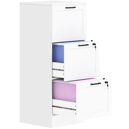HOMCOM Büro Kommode Aktenschrank mit 3 Schubladen Schreibtisch Schubladenschrank mit Schlössern Hängeregisterschrank für A4 und Letter 40x40x101 cm Weiß HOMCOM Büro Kommode Aktenschrank mit 3 Schubladen Schreibtisch Schubladenschrank mit Schlössern Hängeregisterschrank für A4 und Letter 40x40x101 cm Weiß von HOMCOM