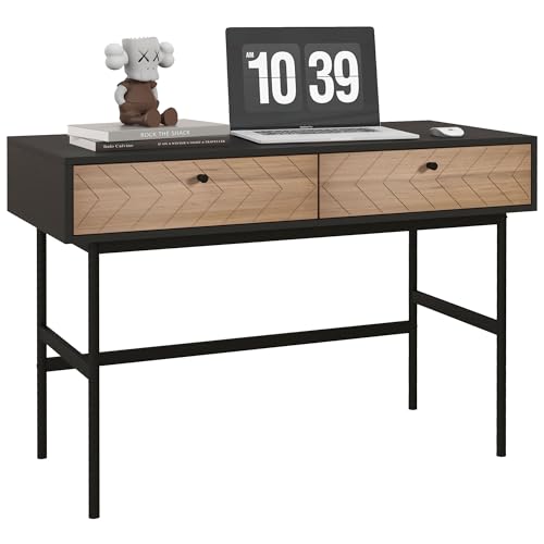 HOMCOM Büroschreibtisch mit 2 Schubladen, moderner Schreibtisch aus Stahl und MDF, 106 x 50 x 77 cm, Schwarz und Eiche HOMCOM Büroschreibtisch mit 2 Schubladen, moderner Schreibtisch aus Stahl und MDF, 106 x 50 x 77 cm, Schwarz und Eiche von HOMCOM