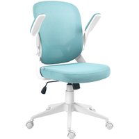 HOMCOM Bürostuhl, Bürodrehstuhl Höhenverstellbar, 360° drehbar, Hochklappbare Armlehnen, Mesh-Rückenlehne und Sitz in hellem Blau   Aosom von HOMCOM