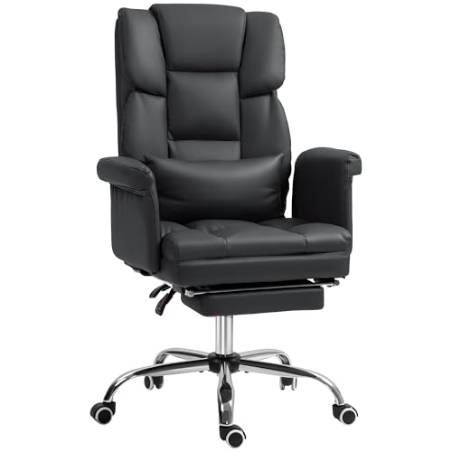 HOMCOM Bürostuhl, Ergonomisch Schreibtischstuhl mit Liegefunktion, Lendenkissen, Höhenverstellbar Computerstuhl mit Fußstütze, Drehfunktion, für Home-Office, Kunstleder, Schwarz HOMCOM Bürostuhl, Ergonomisch Schreibtischstuhl mit Liegefunktion, Lendenkissen, Höhenverstellbar Computerstuhl mit Fußstütze, Drehfunktion, für Home-Office, Kunstleder, Schwarz von HOMCOM