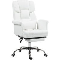 HOMCOM Bürostuhl, Ergonomisch Schreibtischstuhl mit Liegefunktion, Lendenkissen, Höhenverstellbar Computerstuhl mit Fußstütze, Drehfunktion, für Home-Office, Kunstleder, Weiß   Aosom von HOMCOM