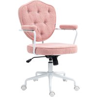 HOMCOM Bürostuhl, Ergonomisch Schreibtischstuhl mit Wippfunktion, Drehbar, Rosa von HOMCOM