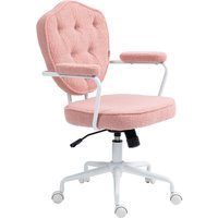 HOMCOM Bürostuhl, Ergonomisch Schreibtischstuhl mit Wippfunktion, geknöpftem Bezug, Höhenverstellbar Computerstuhl mit Drehfunktion, für Home Office, Teddybärvlies, Rosa   Aosom von HOMCOM