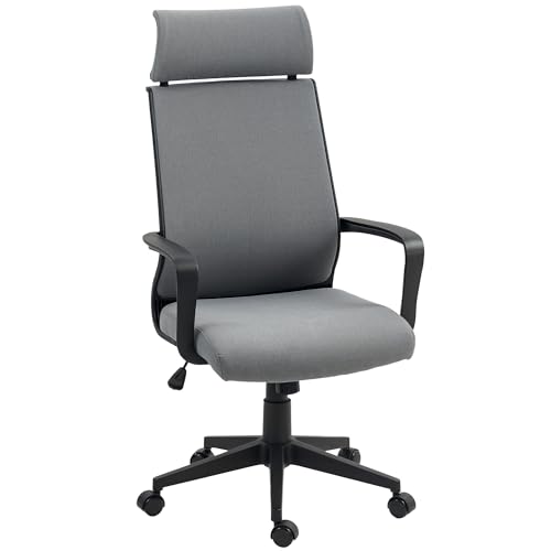 HOMCOM Bürostuhl, Ergonomischer Schreibtischstuhl mit Armlehne, Kopfstütze, Höhenverstellbarer Drehstuhl mit Wippfunktion, Computerstuhl mit Kunstwolle-Optik, Dunkelgrau HOMCOM Bürostuhl, Ergonomischer Schreibtischstuhl mit Armlehne, Kopfstütze, Höhenverstellbarer Drehstuhl mit Wippfunktion, Computerstuhl mit Kunstwolle-Optik, Dunkelgrau von HOMCOM