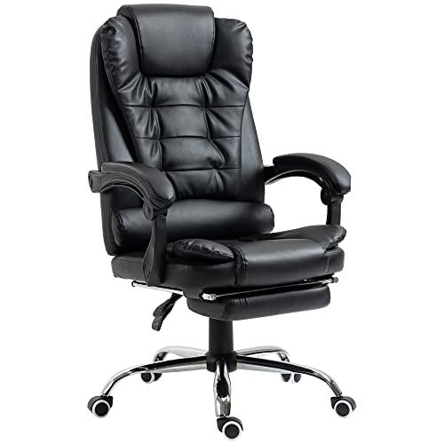 HOMCOM Bürostuhl Chefsessel mit Fußstütze, Schreibtischstuhl mit Wippfunktion, Höhenverstellbarer Computerstuhl mit Armlehne, Drehstuhl für Büro, Kunstleder, Schwarz HOMCOM Bürostuhl Chefsessel mit Fußstütze, Schreibtischstuhl mit Wippfunktion, Höhenverstellbarer Computerstuhl mit Armlehne, Drehstuhl für Büro, Kunstleder, Schwarz von HOMCOM