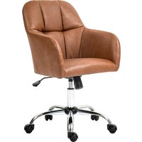 HOMCOM Bürostuhl Drehstuhl Bürostuhl Friseurstuhl Rollhocker, höhenverstellbar und Wippfunktion, schwenkbarer Stuhl in Kunstlederbezug für Büro Schlafzimmer oder Wohnzimmer, braun   Aosom von HOMCOM