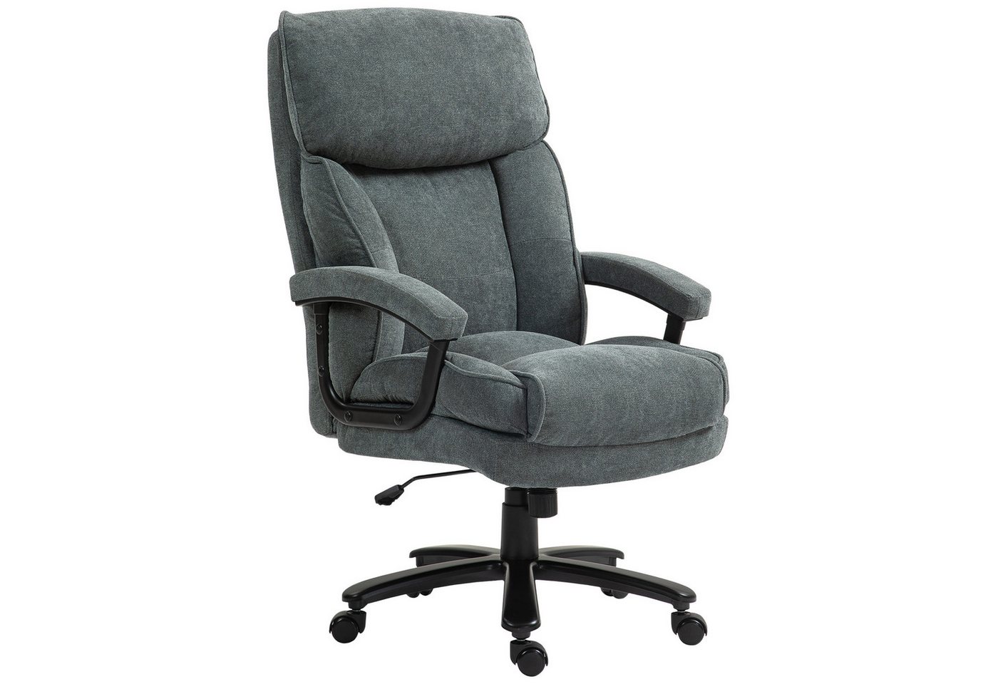 HOMCOM Bürostuhl Ergonomisch Schreibtischstuhl mit Wippfunktion, Leinenoptik (Computerstuhl, 1 St), bis 200 kg belastbat, für Home-Office, Grau von HOMCOM