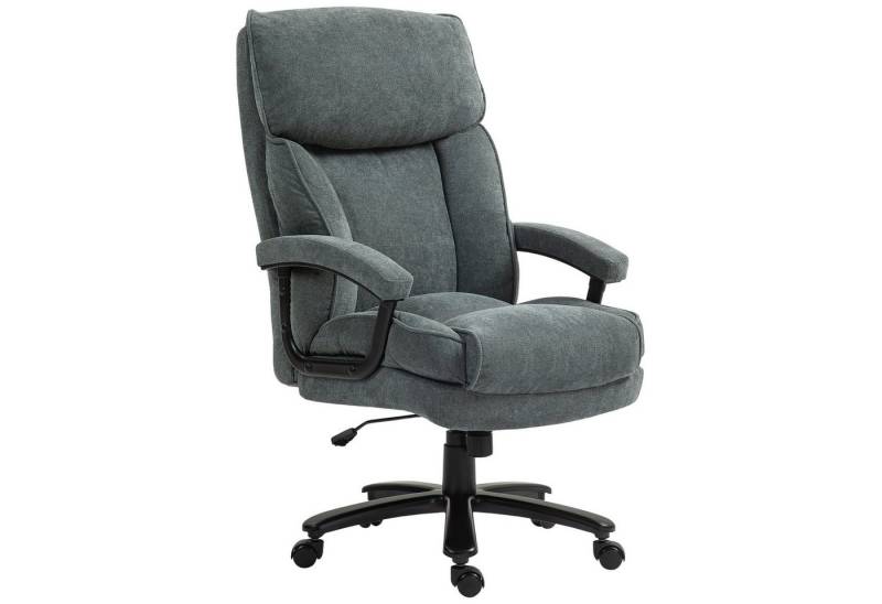 HOMCOM Bürostuhl Ergonomisch Schreibtischstuhl mit Wippfunktion, Leinenoptik (Computerstuhl, 1 St), bis 200 kg belastbat, für Home-Office, Grau von HOMCOM