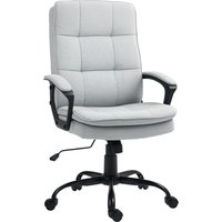 HOMCOM Bürostuhl Ergonomischer Schreibtischstuhl mit Armlehne, Höhenverstellbarer Drehstuhl mit Wippfunktion, Leinenoptik, Gepolstert Computerstuhl, Grau   Aosom von HOMCOM