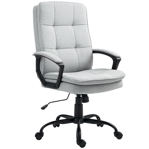 HOMCOM Bürostuhl Ergonomischer Schreibtischstuhl mit Armlehne, Höhenverstellbarer Drehstuhl mit Wippfunktion, Leinenoptik, Getuftert Computerstuhl, Grau HOMCOM Bürostuhl Ergonomischer Schreibtischstuhl mit Armlehne, Höhenverstellbarer Drehstuhl mit Wippfunktion, Leinenoptik, Getuftert Computerstuhl, Grau von HOMCOM