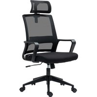 HOMCOM Bürostuhl Ergonomischer Schreibtischstuhl mit Armlehne, Verstellbar Kopfstütze, Höhenverstellbarer Mesh Drehstuhl mit Wippfunktion, Schwarz   Aosom von HOMCOM