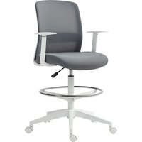 HOMCOM Bürostuhl Ergonomischer Schreibtischstuhl mit Armlehnen und Fußring, Höhenverstellbarer Zeichenstuhl Drehstuhl mit Netzbespannung Grau Aosom HOMCOM Bürostuhl Ergonomischer Schreibtischstuhl mit Armlehnen und Fußring, Höhenverstellbarer Zeichenstuhl Drehstuhl mit Netzbespannung Grau Aosom von HOMCOM