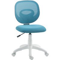 HOMCOM Bürostuhl Ergonomischer Schreibtischstuhl mit C-förmiger Rückenstütze, Höhenverstellbar Armlos Drehstuhl, Gepolstert Computerstuhl, Blau   Aosom von HOMCOM