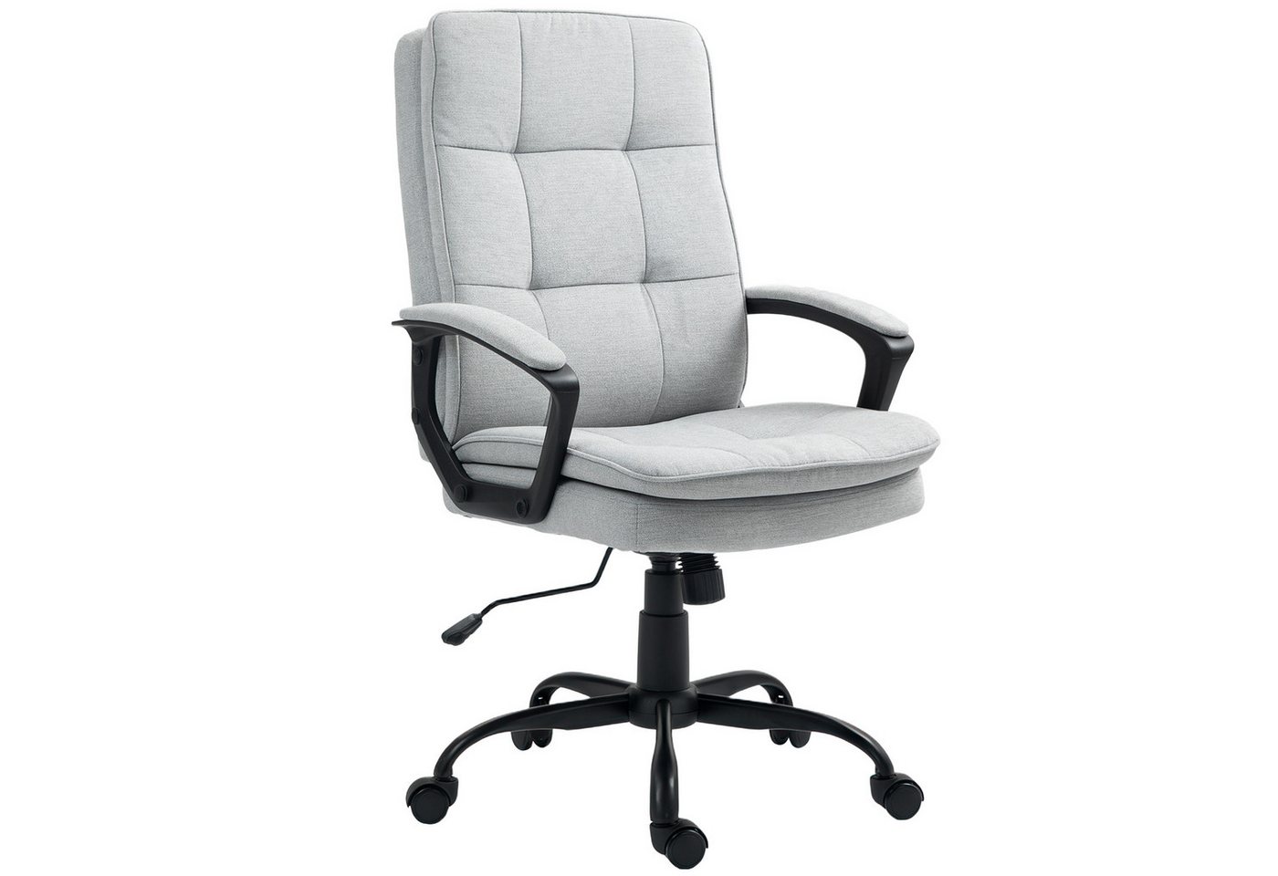 HOMCOM Bürostuhl Ergonomischer Schreibtischstuhl mit Wippfunktion, Höhenverstellbar (Gepolstert Computerstuhl, 1 St), mit Armlehne, Leinenoptik, Grau von HOMCOM