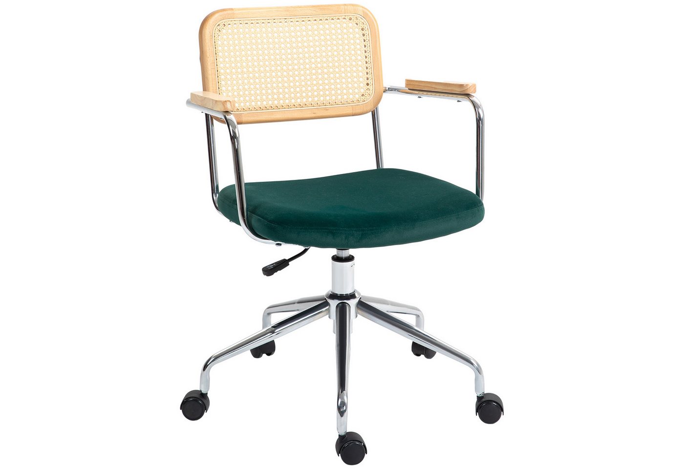 HOMCOM Bürostuhl Höhenverstellbar Drehstuhl, Computerstuhl mit Samtoptik (Schreibtischstuhl, 1 St), für Büro, Wohnzimmer, Grün von HOMCOM