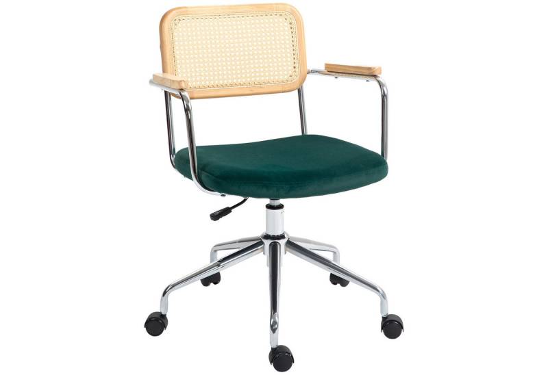 HOMCOM Bürostuhl Höhenverstellbar Drehstuhl, Computerstuhl mit Samtoptik (Schreibtischstuhl, 1 St), für Büro, Wohnzimmer, Grün von HOMCOM