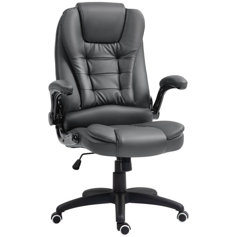 HOMCOM Bürostuhl Kunstleder Dunkelgrau 60L x 69B x 111-121H cm von HOMCOM