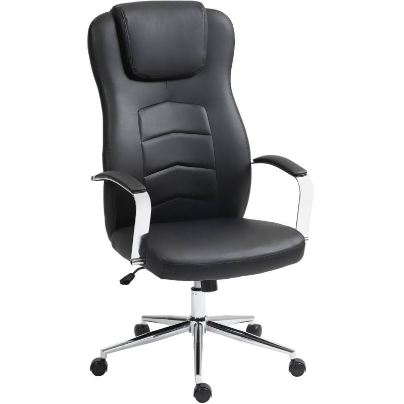 HOMCOM Bürostuhl Kunstleder Schaumstoff Schwarz 64L x 78B x 118-126H cm von HOMCOM