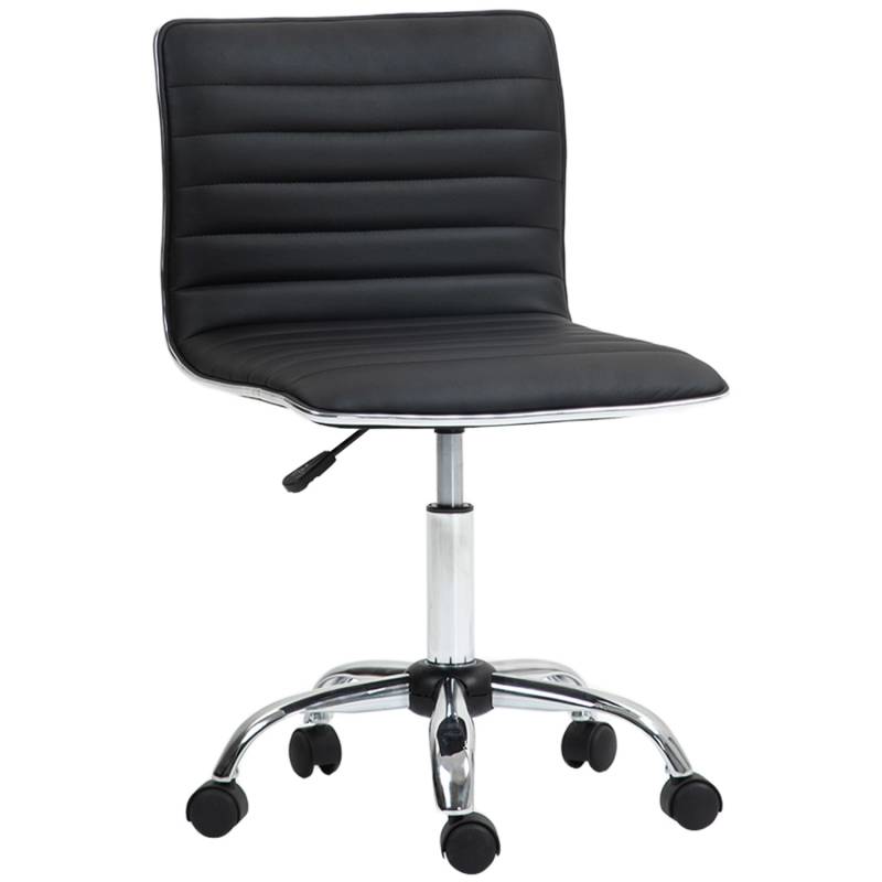 HOMCOM Bürostuhl Kunstleder Schaumstoff Schwarz L48 x B52 x H78-90 cm von HOMCOM