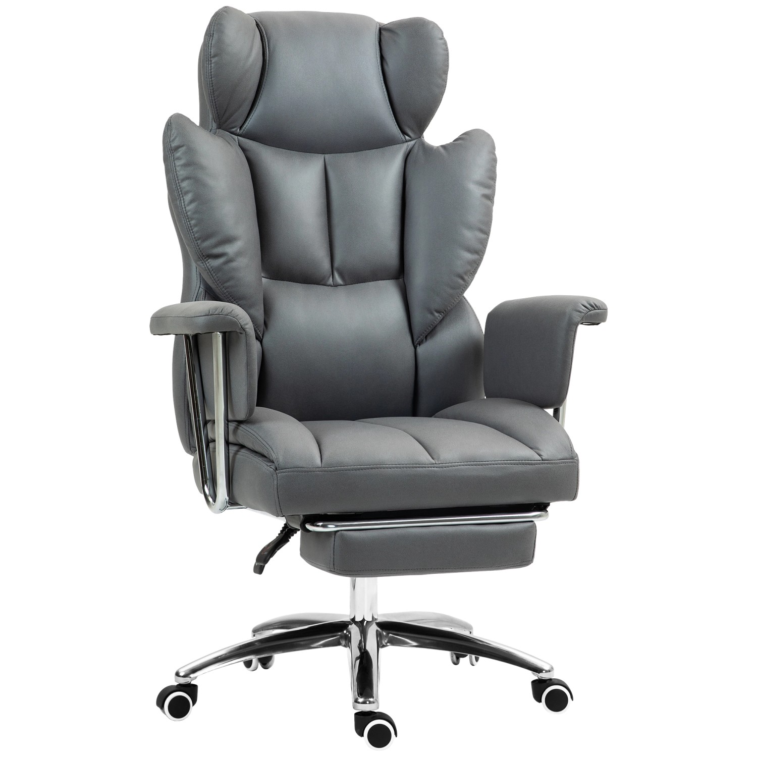 HOMCOM Bürostuhl Mikrofaserstoff Schaumstoff Dunkelgrau 74L x 65B x 120-128H cm von HOMCOM