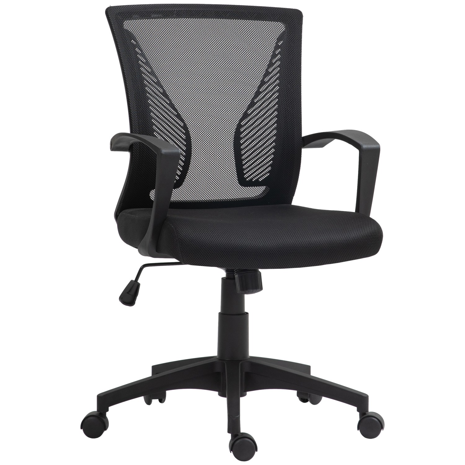 HOMCOM Bürostuhl Polyester Schaumstoff Schwarz 62L x 60B x 92-102H cm von HOMCOM