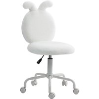 HOMCOM Bürostuhl Schreibtischstuhl mit Hasenohren, Höhenverstellbar Kosmetikstuhl mit Samtoptik, Drehstuhl Schminkstuhl für Schlafzimmer, Weiß   Aosom von HOMCOM