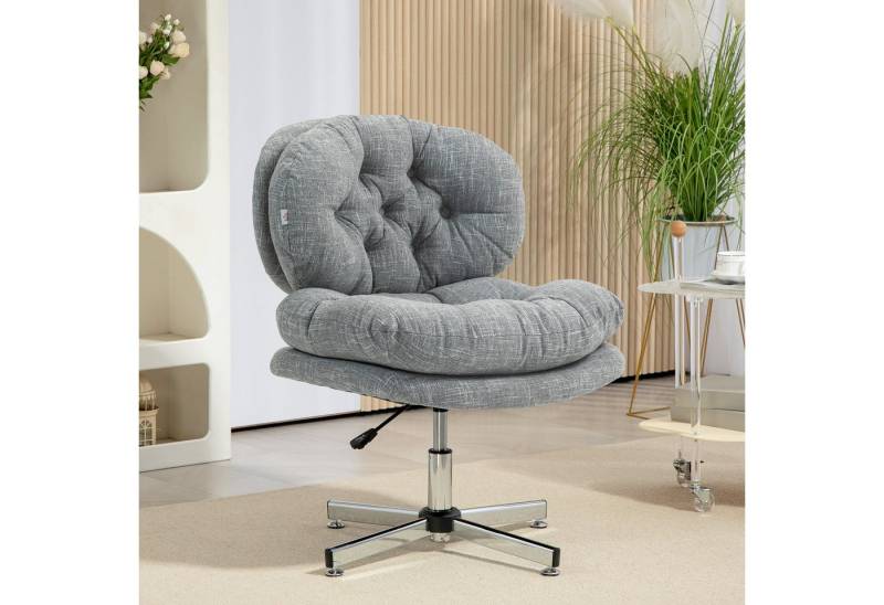 HOMCOM Bürostuhl Schreibtischstuhl mit Weicher und Geposterter Sitzfläche (Drehstuhl, 1 St), mit Leinenoptik, für Home-Office, Grau von HOMCOM