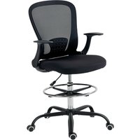 HOMCOM Bürostuhl Schreibtischstuhl mit verstellbarer Fußring, Lendenwirbelstütze, Höhenverstellbarer Drehstuhl mit hochklappbarer Armlehne, Zeichenstuhl aus Netzstoff, Schwarz Aosom HOMCOM Bürostuhl Schreibtischstuhl mit verstellbarer Fußring, Lendenwirbelstütze, Höhenverstellbarer Drehstuhl mit hochklappbarer Armlehne, Zeichenstuhl aus Netzstoff, Schwarz Aosom von HOMCOM