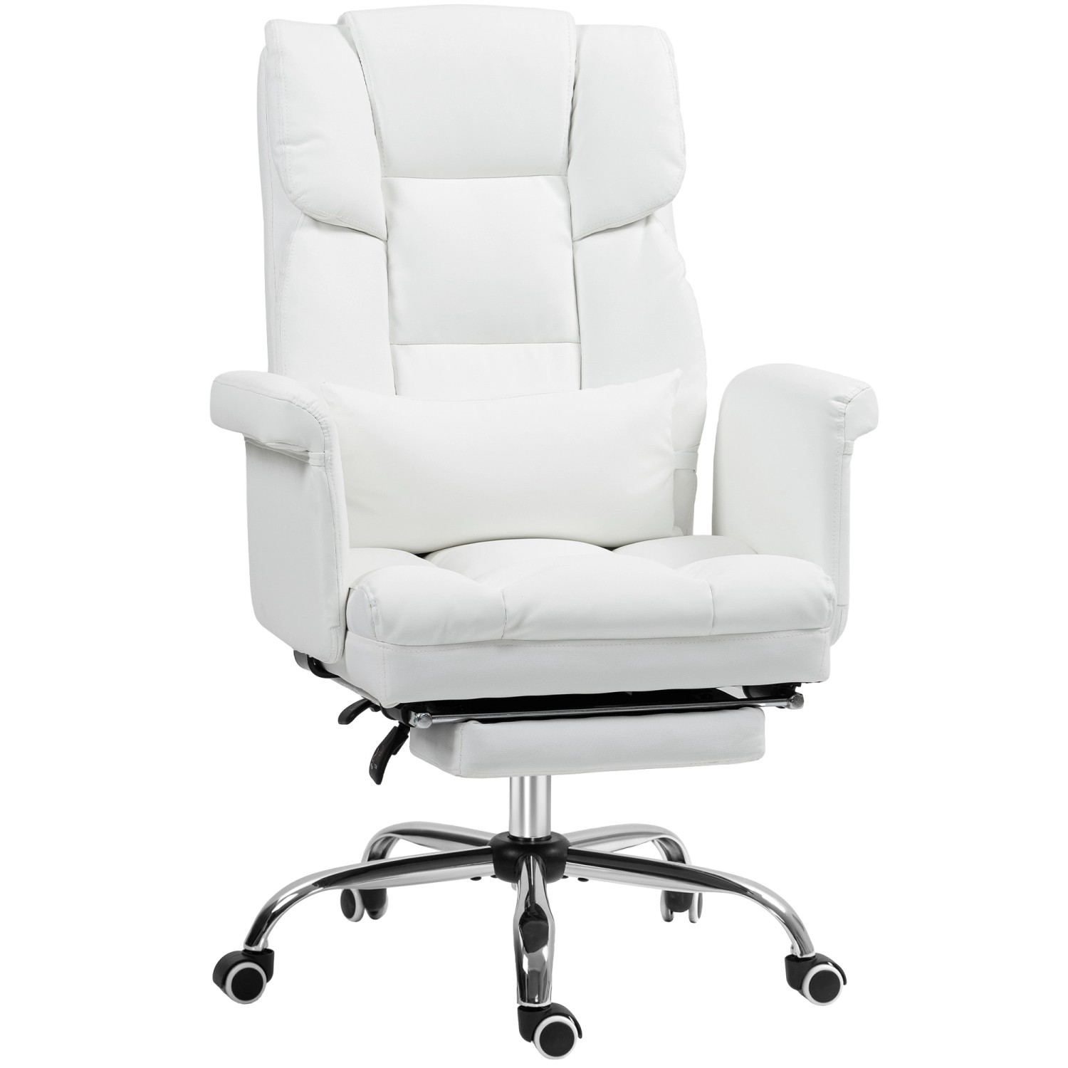 HOMCOM Bürostuhl mit Liegefunktion Kunstleder Weiß 69L x 65B x 107-115H cm HOMCOM Bürostuhl mit Liegefunktion Kunstleder Weiß 69L x 65B x 107-115H cm von HOMCOM