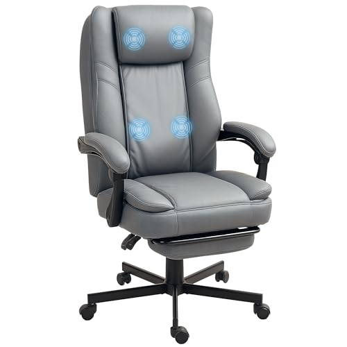 HOMCOM Bürostuhl mit Massagefunktion, Ergonomischer Schreibtischstuhl mit Liegefunktion, Höhenverstellbarer Drehstuhl mit Fußstütze, Grau HOMCOM Bürostuhl mit Massagefunktion, Ergonomischer Schreibtischstuhl mit Liegefunktion, Höhenverstellbarer Drehstuhl mit Fußstütze, Grau von HOMCOM