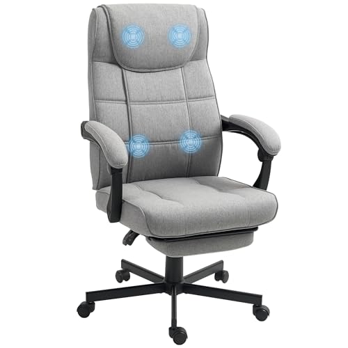 HOMCOM Bürostuhl mit Massagefunktion Ergonomischer Chefsessel mit Liegefunktion Fußstütze Höhenverstellbar 360° Drehbar Schreibtischstuhl Computerstuhl mit Leinenoptik, Grau HOMCOM Bürostuhl mit Massagefunktion Ergonomischer Chefsessel mit Liegefunktion Fußstütze Höhenverstellbar 360° Drehbar Schreibtischstuhl Computerstuhl mit Leinenoptik, Grau von HOMCOM