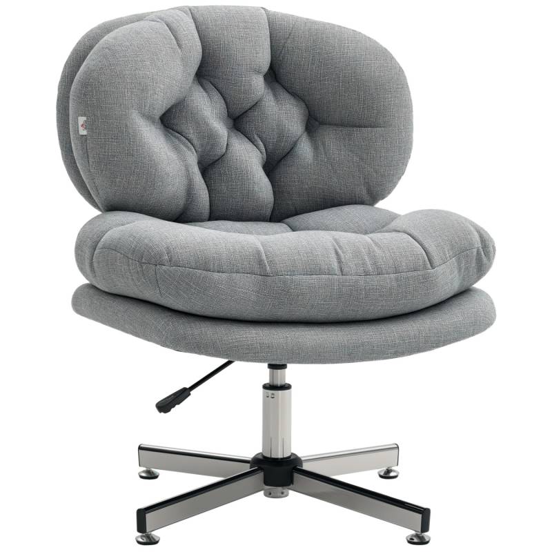 HOMCOM Bürostuhl mit Stahlrahmen Polyester Grau 65L x 65B x 84-94H cm von HOMCOM