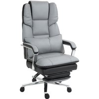 HOMCOM Bürostuhl mit Wippfunktion, Belastbarkeit 180 kg, ergonomisch, 160° neigbarer Rückenlehne, Kunstleder, 63B x 71T x 123-129H cm, Hellgrau  Aosom von HOMCOM