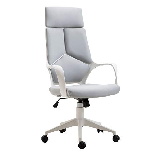 HOMCOM Bürostuhl mit Wippfunktion, Verstellbarer und drehbarer Präsidentenstuhl aus Stoff, 63x63x117-127 cm, Grau HOMCOM Bürostuhl mit Wippfunktion, Verstellbarer und drehbarer Präsidentenstuhl aus Stoff, 63x63x117-127 cm, Grau von HOMCOM