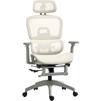 HOMCOM Bürostuhl mit Wippfunktion Liegefunktion Ergonomisch Schreibtischstuhl mit 4-fach verstellbar Rückenlehne Höhenverstellbarer Drehstuhl mit klappbar Armlehnen Kopfstütze Lendenwirbelstütze Beige   Aosom von HOMCOM