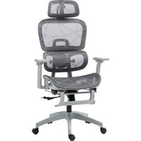 HOMCOM Bürostuhl mit Wippfunktion Liegefunktion Ergonomisch Schreibtischstuhl mit 4-fach verstellbar Rückenlehne Höhenverstellbarer Drehstuhl mit klappbar Armlehnen Kopfstütze Lendenwirbelstütze Grau   Aosom von HOMCOM