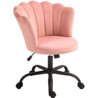 HOMCOM Bürostuhl mit schalenförmigem Rückenlehne, armlehnenloser Bürosessel mit höhenverstellbaren, drehbaren und gepolsterten Samtbezug, 69x64x80-90 cm, Rosa   Aosom von HOMCOM