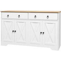 HOMCOM Buffet Aufbewahrungsschrank Küchenmöbel Landhausstil 2 Schubladen und 2 Schränke mit höhenverstellbaren Regalen - Maße 121L x 37B x 75H cm weiß Aosom HOMCOM Buffet Aufbewahrungsschrank Küchenmöbel Landhausstil 2 Schubladen und 2 Schränke mit höhenverstellbaren Regalen - Maße 121L x 37B x 75H cm weiß Aosom von HOMCOM